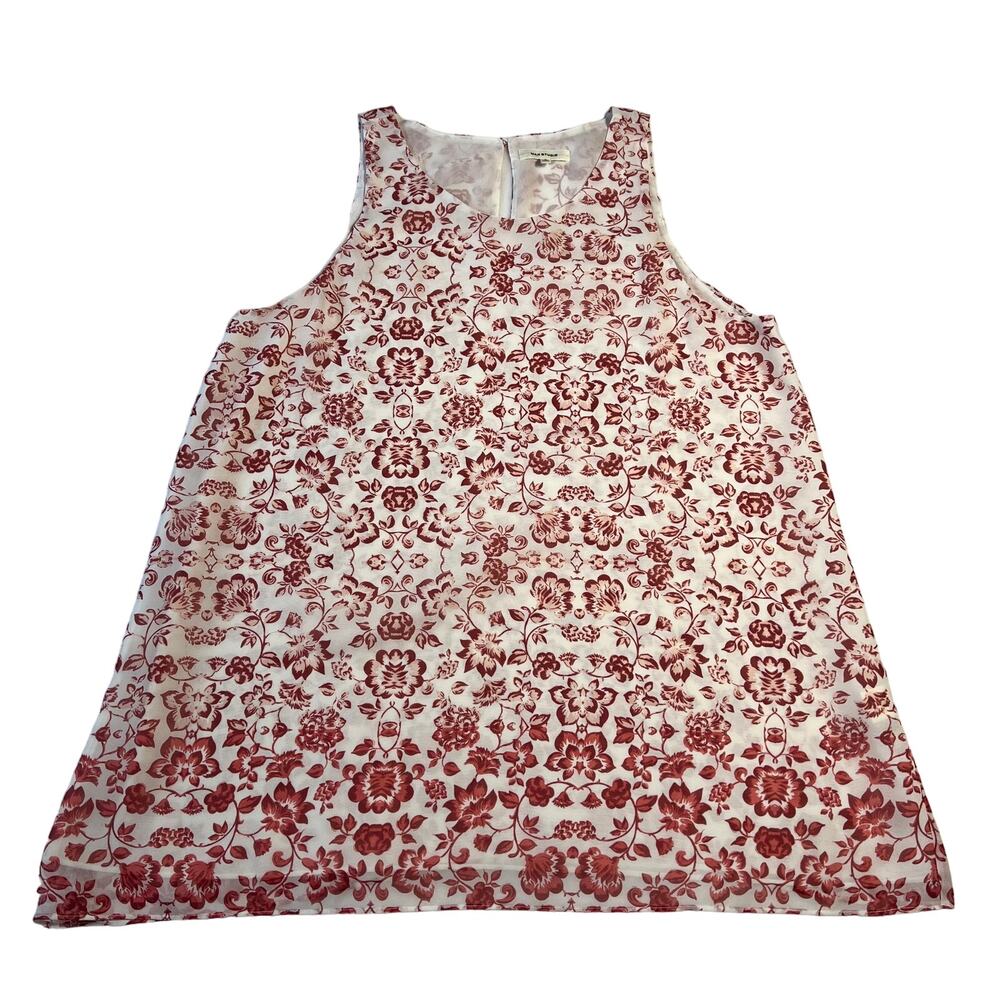 Max Studio Sleeveless Floral Print Scoop Neck Blouse Size L Bloomcore Party